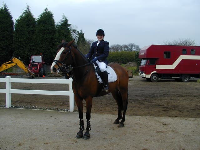 Carrière et cavalier aux écuries
